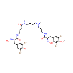 COc1c(Br)cc(C/C(=N\O)C(=O)NCCCC(=O)N(C)CCCCN(C)CCCNC(=O)/C(Cc2cc(Br)c(OC)c(Br)c2)=N/O)cc1Br ZINC000150567215