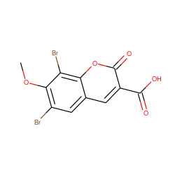 COc1c(Br)cc2cc(C(=O)O)c(=O)oc2c1Br ZINC000725327095