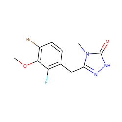 COc1c(Br)ccc(Cc2n[nH]c(=O)n2C)c1F ZINC000040845703