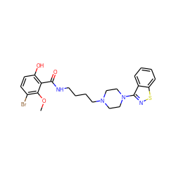 COc1c(Br)ccc(O)c1C(=O)NCCCCN1CCN(c2nsc3ccccc23)CC1 ZINC000013747195