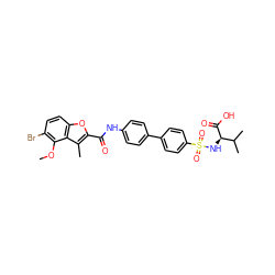 COc1c(Br)ccc2oc(C(=O)Nc3ccc(-c4ccc(S(=O)(=O)N[C@@H](C(=O)O)C(C)C)cc4)cc3)c(C)c12 ZINC000028528767