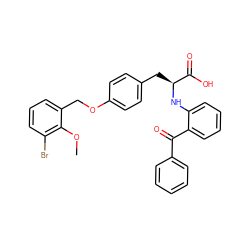 COc1c(Br)cccc1COc1ccc(C[C@H](Nc2ccccc2C(=O)c2ccccc2)C(=O)O)cc1 ZINC000027556421