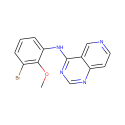 COc1c(Br)cccc1Nc1ncnc2ccncc12 ZINC000029133360