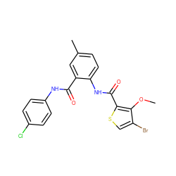 COc1c(Br)csc1C(=O)Nc1ccc(C)cc1C(=O)Nc1ccc(Cl)cc1 ZINC000013487512