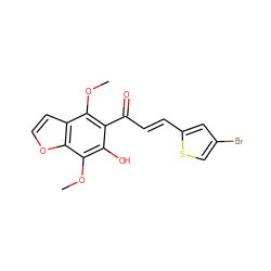 COc1c(C(=O)/C=C/c2cc(Br)cs2)c(O)c(OC)c2occc12 ZINC000013560653