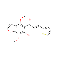 COc1c(C(=O)/C=C/c2cccs2)c(O)c(OC)c2occc12 ZINC000013560652