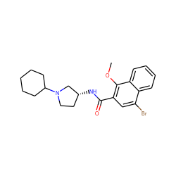 COc1c(C(=O)N[C@@H]2CCN(C3CCCCC3)C2)cc(Br)c2ccccc12 ZINC000013862868