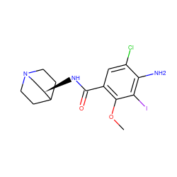 COc1c(C(=O)N[C@@H]2CN3CCC2CC3)cc(Cl)c(N)c1I ZINC000026636813