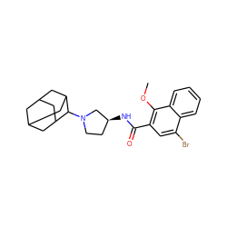 COc1c(C(=O)N[C@H]2CCN(C3C4CC5CC(C4)CC3C5)C2)cc(Br)c2ccccc12 ZINC000013862866