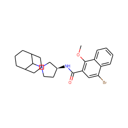 COc1c(C(=O)N[C@H]2CCN(C3C4CCCC3CCC4)C2)cc(Br)c2ccccc12 ZINC000013862865