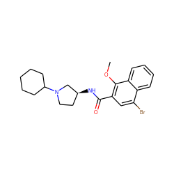 COc1c(C(=O)N[C@H]2CCN(C3CCCCC3)C2)cc(Br)c2ccccc12 ZINC000013862863