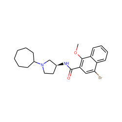 COc1c(C(=O)N[C@H]2CCN(C3CCCCCC3)C2)cc(Br)c2ccccc12 ZINC000013862864