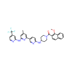 COc1c(C(=O)N2CCC(Nc3ccc(-c4cc(C)cc(Nc5cc(C(F)(F)F)ccn5)n4)cn3)CC2)ccc2ccccc12 ZINC001772638154