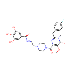 COc1c(C(=O)N2CCN(CCNC(=O)c3cc(O)c(O)c(O)c3)CC2)nc(Cc2ccc(F)cc2)n(C)c1=O ZINC000299859639