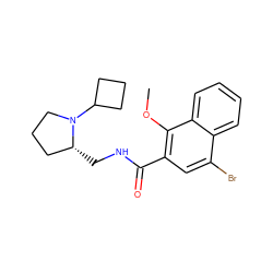 COc1c(C(=O)NC[C@@H]2CCCN2C2CCC2)cc(Br)c2ccccc12 ZINC000013862873