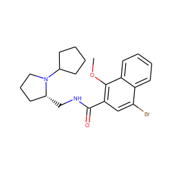 COc1c(C(=O)NC[C@@H]2CCCN2C2CCCC2)cc(Br)c2ccccc12 ZINC000013862874