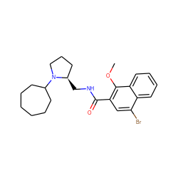 COc1c(C(=O)NC[C@@H]2CCCN2C2CCCCCC2)cc(Br)c2ccccc12 ZINC000013862876