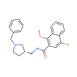 COc1c(C(=O)NC[C@@H]2CCN(Cc3ccccc3)C2)cc(Br)c2ccccc12 ZINC000013553248