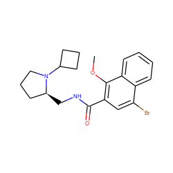 COc1c(C(=O)NC[C@H]2CCCN2C2CCC2)cc(Br)c2ccccc12 ZINC000013862880