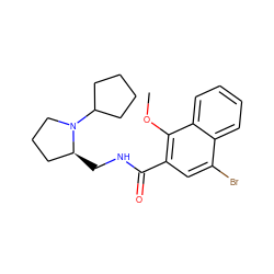 COc1c(C(=O)NC[C@H]2CCCN2C2CCCC2)cc(Br)c2ccccc12 ZINC000013862881