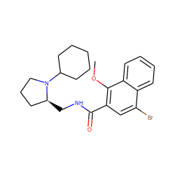 COc1c(C(=O)NC[C@H]2CCCN2C2CCCCC2)cc(Br)c2ccccc12 ZINC000013862882