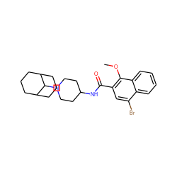 COc1c(C(=O)NC2CCN(C3C4CCCC3CCC4)CC2)cc(Br)c2ccccc12 ZINC000013862860