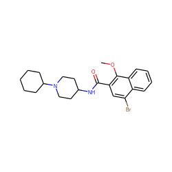 COc1c(C(=O)NC2CCN(C3CCCCC3)CC2)cc(Br)c2ccccc12 ZINC000013862858