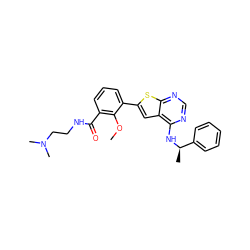 COc1c(C(=O)NCCN(C)C)cccc1-c1cc2c(N[C@H](C)c3ccccc3)ncnc2s1 ZINC000653697826