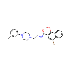 COc1c(C(=O)NCCN2CCN(c3cccc(C)c3)CC2)cc(Br)c2ccccc12 ZINC000013761265