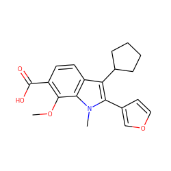 COc1c(C(=O)O)ccc2c(C3CCCC3)c(-c3ccoc3)n(C)c12 ZINC000036350456