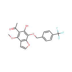 COc1c(C(C)=O)c(O)c(OCc2ccc(C(F)(F)F)cc2)c2occc12 ZINC000013682366