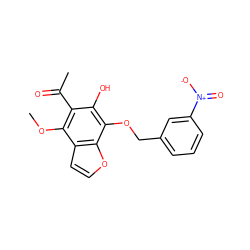 COc1c(C(C)=O)c(O)c(OCc2cccc([N+](=O)[O-])c2)c2occc12 ZINC000013682353