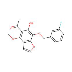 COc1c(C(C)=O)c(O)c(OCc2cccc(F)c2)c2occc12 ZINC000013682342