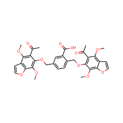 COc1c(C(C)=O)c(OCc2ccc(COc3c(C(C)=O)c(OC)c4ccoc4c3OC)c(C(=O)O)c2)c(OC)c2occc12 ZINC000026398749