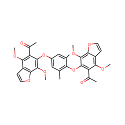 COc1c(C(C)=O)c(Oc2cc(C)c(Oc3c(C(C)=O)c(OC)c4ccoc4c3OC)c(C)c2)c(OC)c2occc12 ZINC000026393409