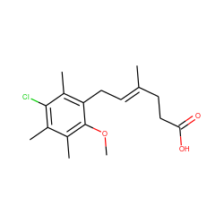 COc1c(C)c(C)c(Cl)c(C)c1C/C=C(\C)CCC(=O)O ZINC000013759769