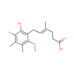 COc1c(C)c(C)c(I)c(O)c1C/C=C(\C)CCC(=O)O ZINC000013759743