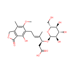 COc1c(C)c2c(c(O)c1C/C=C(\C)[C@H](CC(=O)O)O[C@H]1O[C@H](CO)[C@@H](O)[C@H](O)[C@H]1O)C(=O)OC2 ZINC000084587311