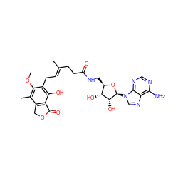 COc1c(C)c2c(c(O)c1C/C=C(\C)CCC(=O)NC[C@H]1O[C@@H](n3cnc4c(N)ncnc43)[C@H](O)[C@@H]1O)C(=O)OC2 ZINC000103224805