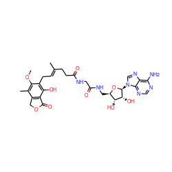 COc1c(C)c2c(c(O)c1C/C=C(\C)CCC(=O)NCC(=O)NC[C@H]1O[C@@H](n3cnc4c(N)ncnc43)[C@H](O)[C@@H]1O)C(=O)OC2 ZINC000103224808