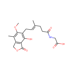 COc1c(C)c2c(c(O)c1C/C=C(\C)CCC(=O)NCC(=O)O)C(=O)OC2 ZINC000096937325