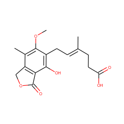 COc1c(C)c2c(c(O)c1C/C=C(\C)CCC(=O)O)C(=O)OC2 ZINC000000001758