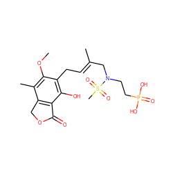 COc1c(C)c2c(c(O)c1C/C=C(\C)CN(CCP(=O)(O)O)S(C)(=O)=O)C(=O)OC2 ZINC000036338584