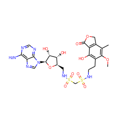 COc1c(C)c2c(c(O)c1CCNS(=O)(=O)CS(=O)(=O)NC[C@H]1O[C@@H](n3cnc4c(N)ncnc43)[C@H](O)[C@@H]1O)C(=O)OC2 ZINC000049832952