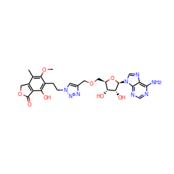 COc1c(C)c2c(c(O)c1CCn1cc(COC[C@H]3O[C@@H](n4cnc5c(N)ncnc54)[C@H](O)[C@@H]3O)nn1)C(=O)OC2 ZINC000070672940