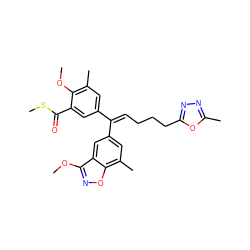 COc1c(C)cc(/C(=C/CCCc2nnc(C)o2)c2cc(C)c3onc(OC)c3c2)cc1C(=O)SC ZINC000028711722