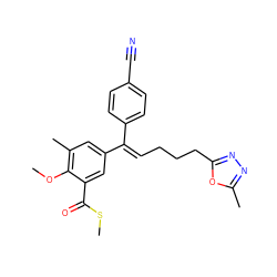 COc1c(C)cc(/C(=C/CCCc2nnc(C)o2)c2ccc(C#N)cc2)cc1C(=O)SC ZINC000028711725