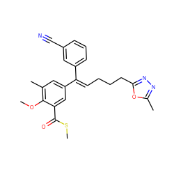 COc1c(C)cc(/C(=C/CCCc2nnc(C)o2)c2cccc(C#N)c2)cc1C(=O)SC ZINC000028711724