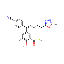 COc1c(C)cc(/C(=C\CCCc2nnc(C)o2)c2ccc(C#N)cc2)cc1C(=O)SC ZINC000028711720