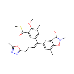 COc1c(C)cc(/C(=C\CCc2nnc(C)o2)c2cc(C)c3on(C)c(=O)c3c2)cc1C(=O)SC ZINC000028711701